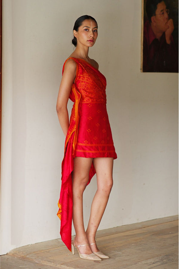 AMBER DRAPED DRESS