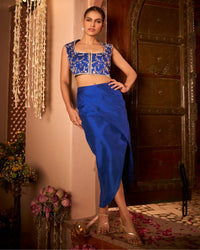 Azure Zari Skirt Set