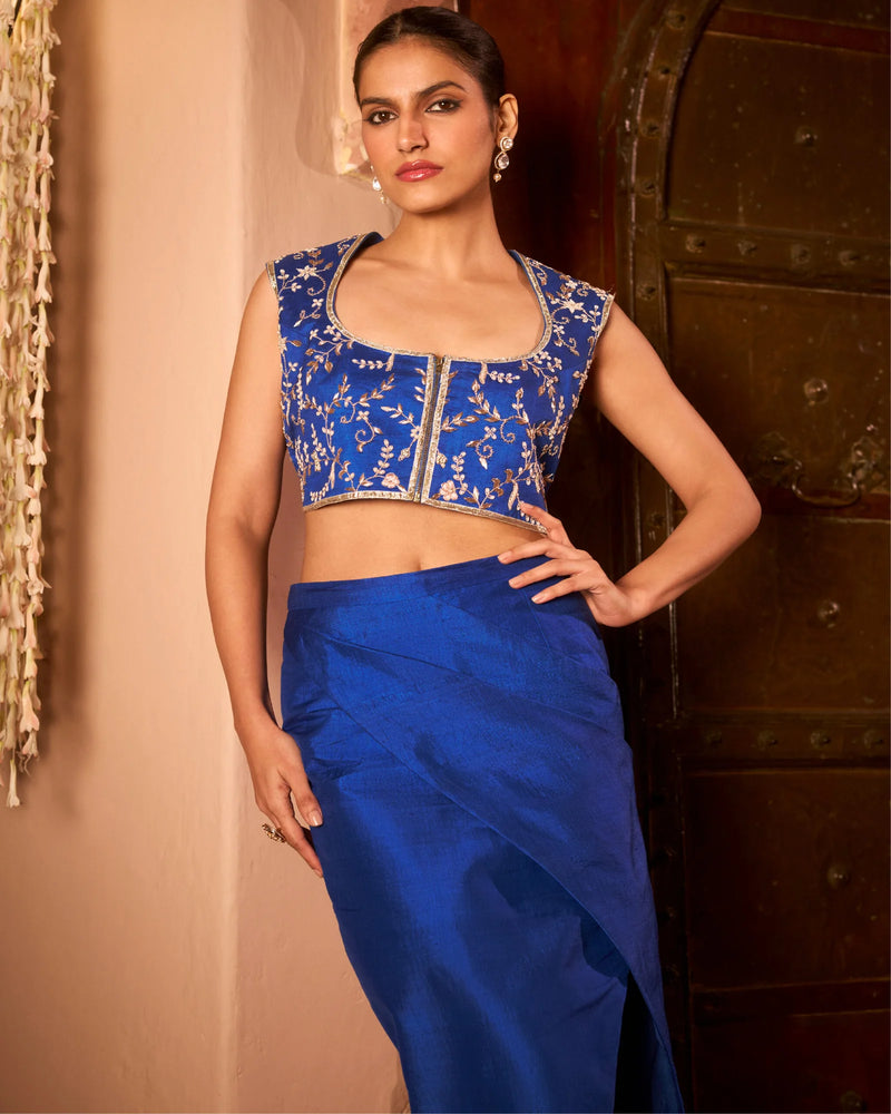 Azure Zari Skirt Set