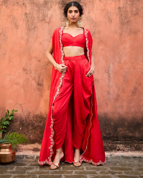 LAL SERENADE CROP DHOTI PANTS SET