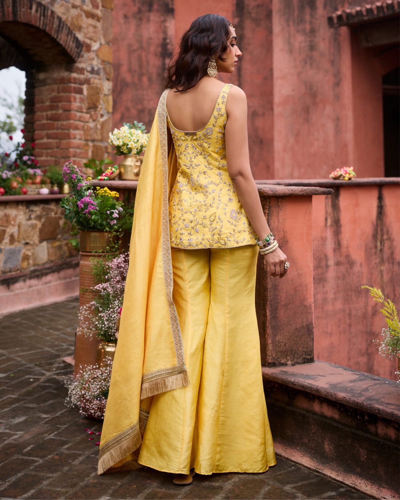 SUNEHRI SHEEN SHARARA SUIT - Image 4